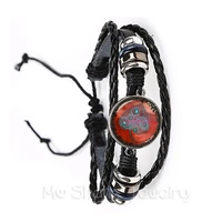 hot sale vintage tree of life glass cabochon bracelet for men women children blackbrown leather bangles jewelry gift