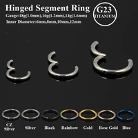 bog 10pc 100 titanium seamless hinged segment sleeper clicker ring easy openclose ear hoop lip nose septum piercing nose ring