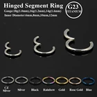 BOG-10PC 100% Титан бесшовные сегментное спальная кольцо-кликер легко открыть включитьвыключить уха обруч губ пирсинг для носовой перегородки носа кольца