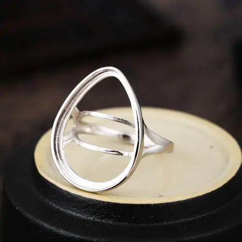Стерлингового серебра 925 Обручение Свадебные Ring18x24mm позолоченная подвеска полу крепление вечерние Ювелирное Украшение с драгоценным камнем Настройка белого золота Цвет