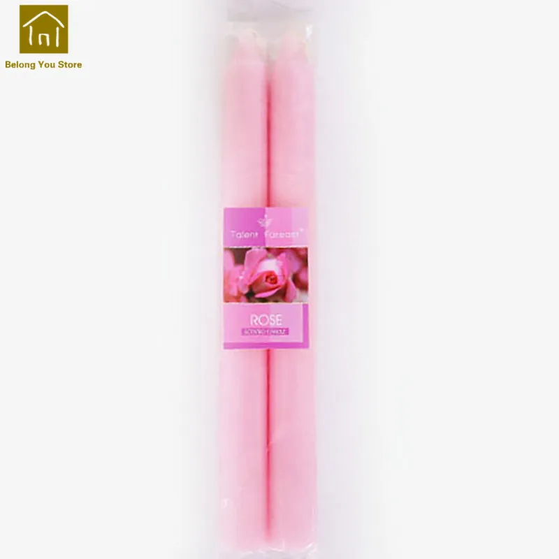 2 pcs Rose Длинные бездымные ароматические свечи для дома, столовые аксессуары при свечах, восковые декоративные свечи JKK141 - Цвет: 2 pcs Rose