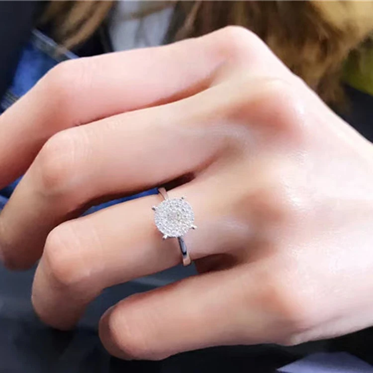 Lasamero 0.087ct Круглый Cut Сертифицированный природных кольцо с бриллиантом акценты 18 К