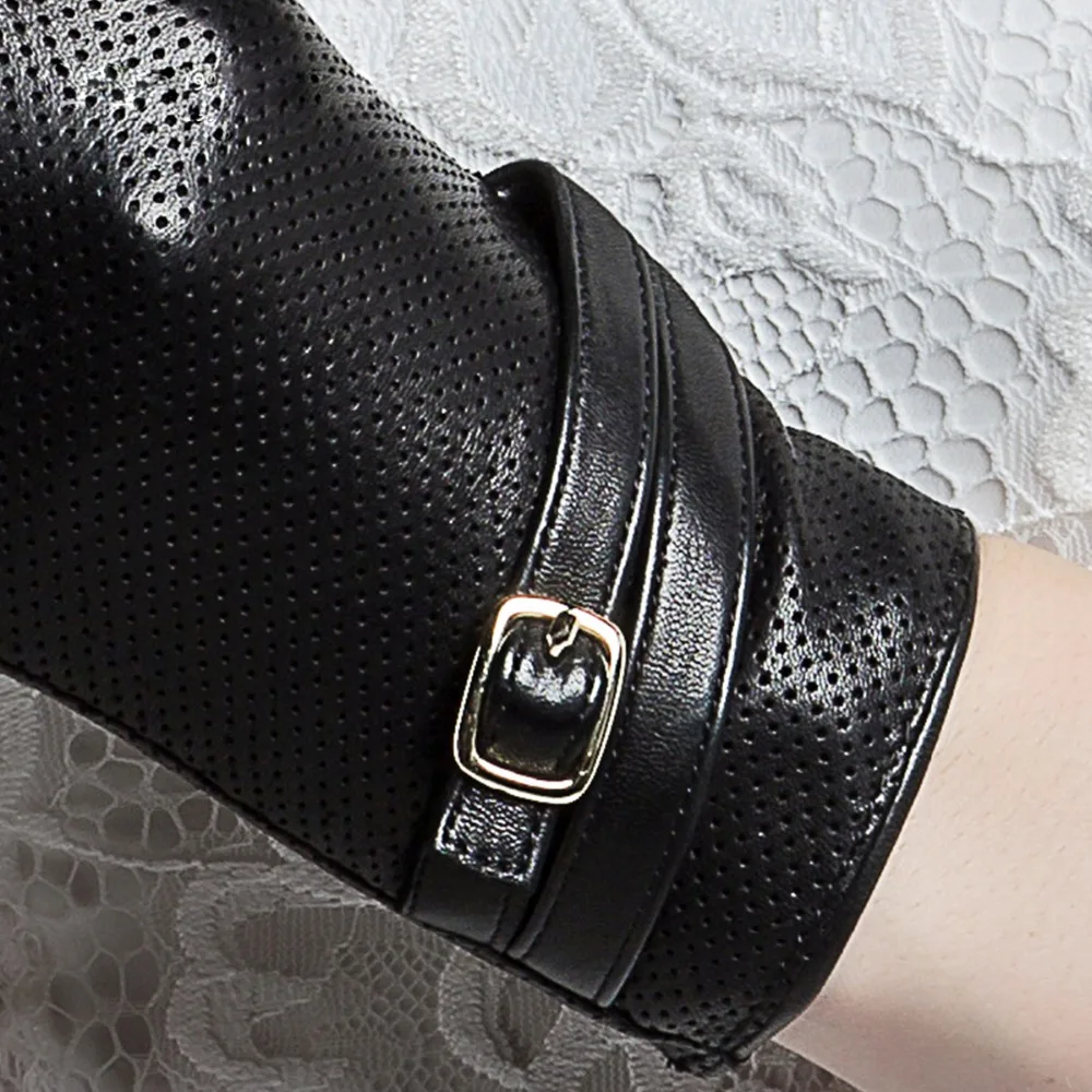 Женские перчатки из натуральной кожи элегантные черные овчины весна осень