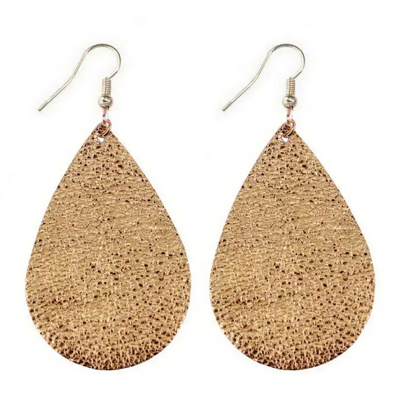 Женские кожаные серьги-капельки большие овальные серьги из натуральной кожи