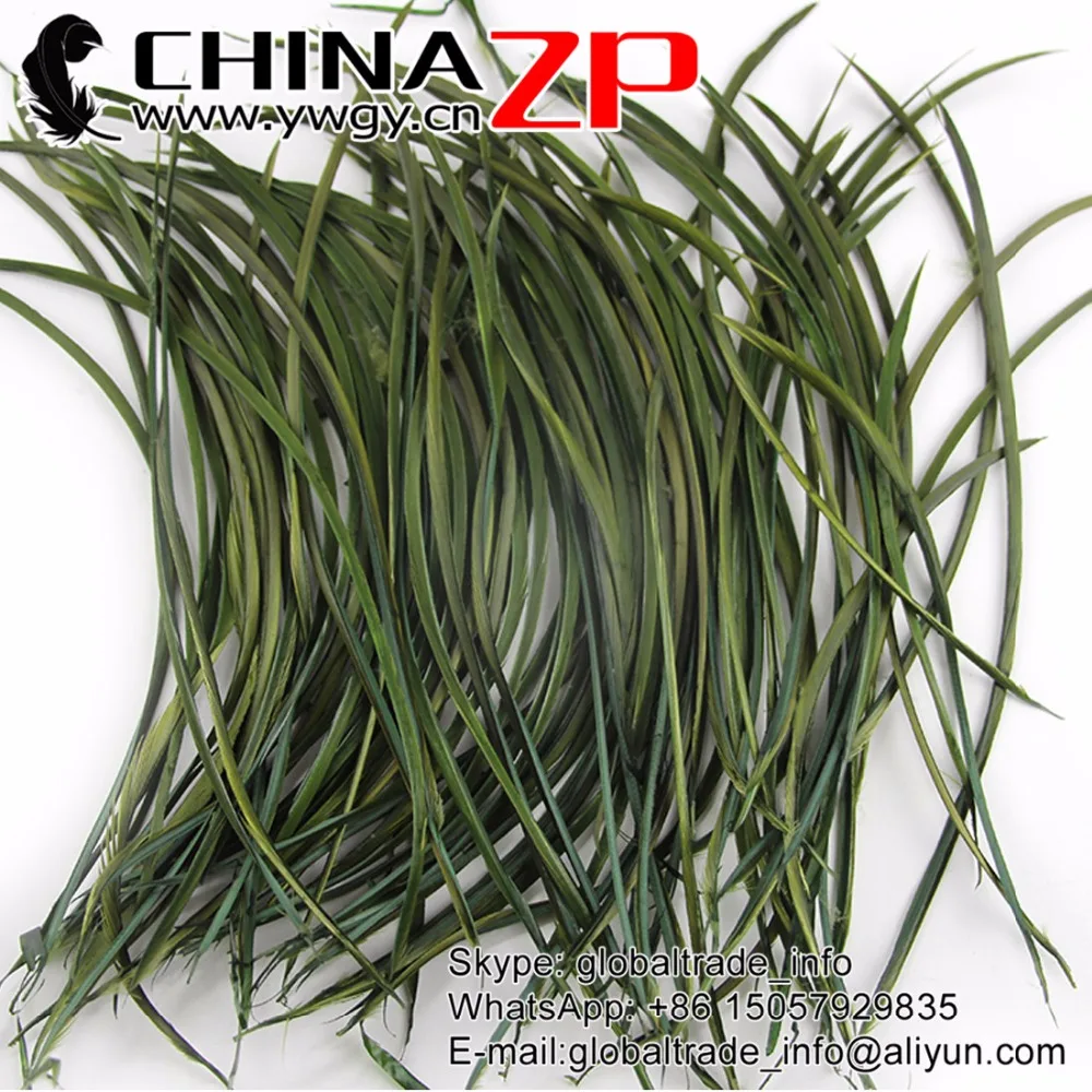 CHINAZP-plumas de ganso teñidas de color verde oliva, Biots suaves para decoración artesanal, 20-25cm(8 a 10 pulgadas)