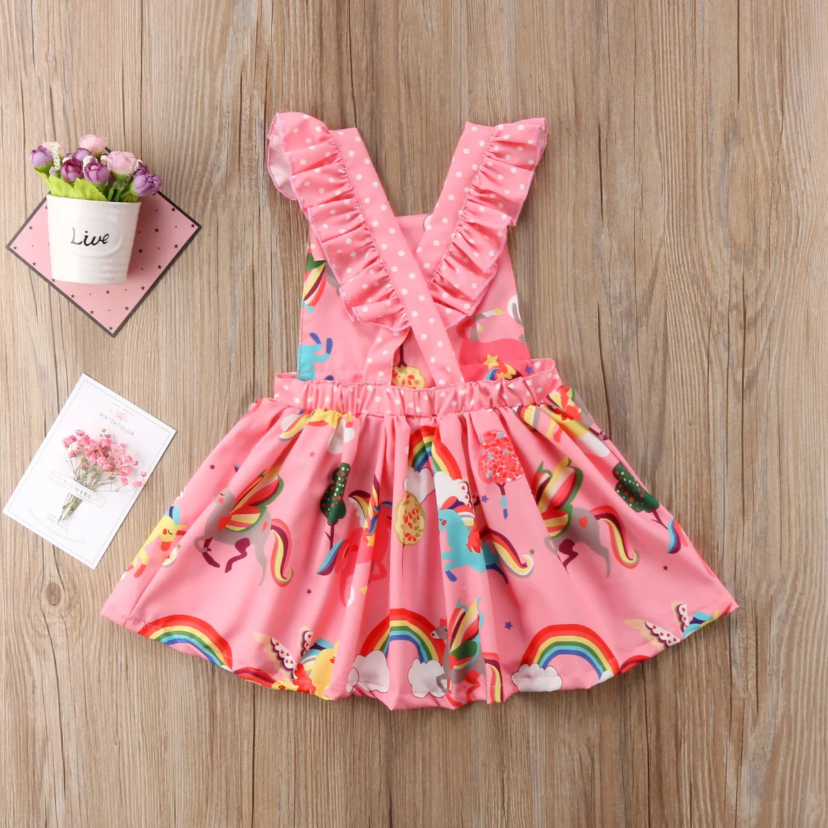 2018 new Kids Baby Girls Cartoon Backless Party Pageant Prom Dress Clothes 1-6T fashion sweet print sleeveless cute wild CH | Детская