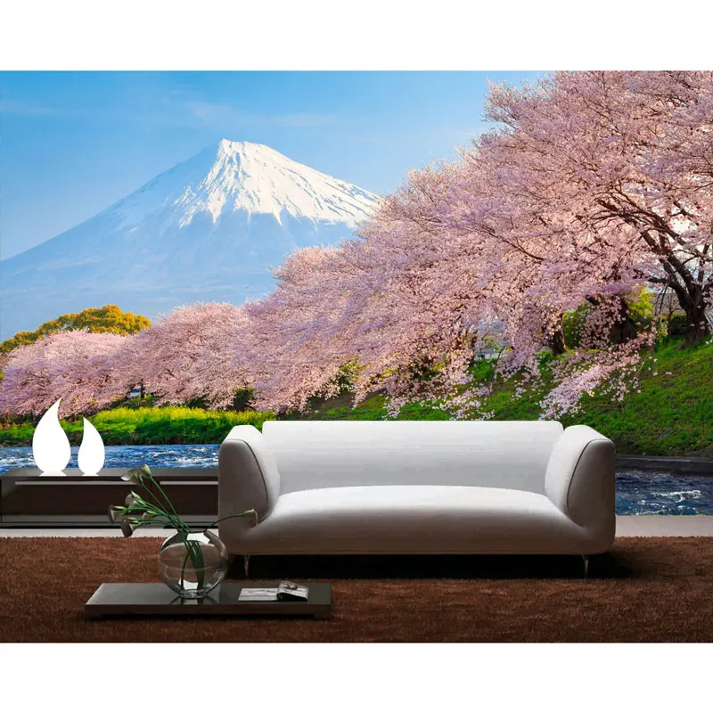 Настенная бумага с креплением Fuji розовое дерево Сакура природа фото настенная
