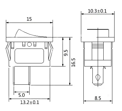 100 шт./лот 10*15 мм KCD11 3A/250V 2 контактный ВКЛ./ВЫКЛ. Мини кулисный переключатель для