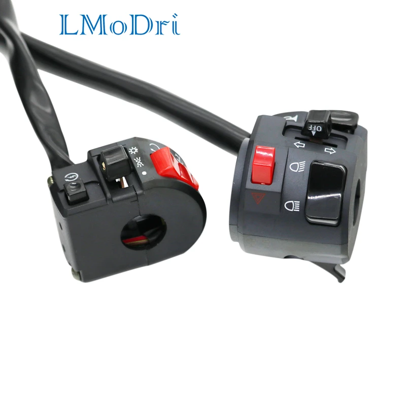 

LMoDri Motorcycle Horn Button Switch Motorbike Turn Signal Electric Fog Lamp Light Start Handlebar Controller Switches