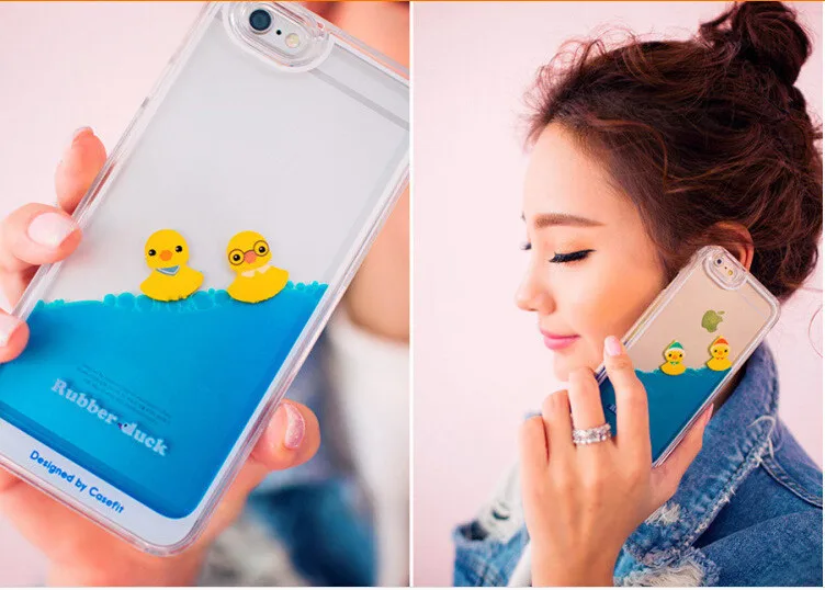 LANCASE For iPhone 5S Case Cute Flowing Swimming Duck Liquid 5 SE/6S/6 Plus/6S Plus/7 7 Plus 8 X 3D Clear |