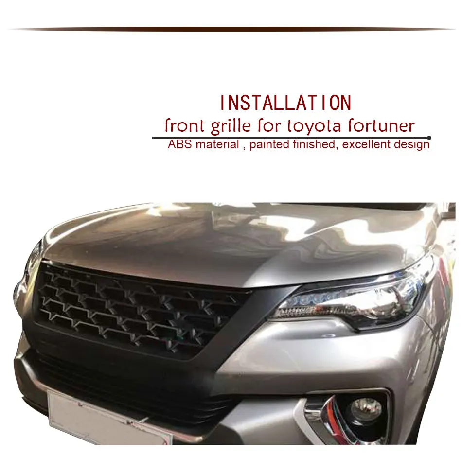 Автомобильные аксессуары ABS матовая Черная передняя решетка для Toyota Fortuner Hilux SW4