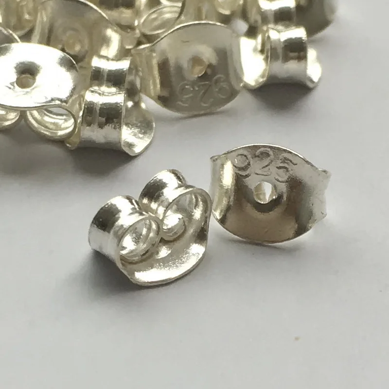 1 пара заглушки для сережек 5 мм/6 мм однотонные зеркальные серебряные с плоской