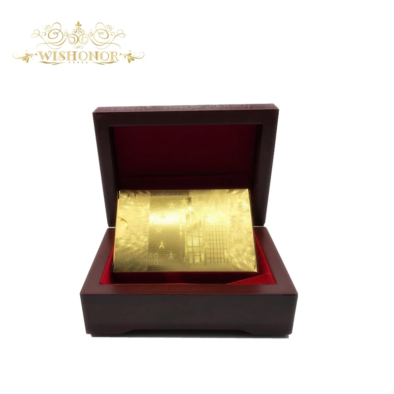 Wishonor 2017 Новый продукт 999 9 позолоченная игральная карта евро 500 в красной коробке