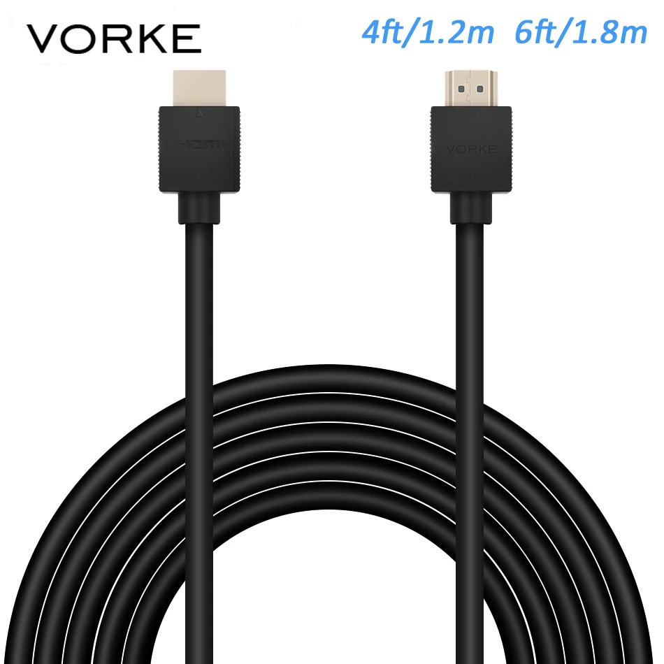 В наличии! Новый высококачественный HDMI-кабель VORKE Basics длиной 4 фута/1.2 м и 6 футов/1.8 м 2.0 кабель подходит для всех устройств интерфейса.