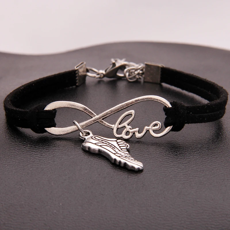 (10 шт./лот) браслет Infinity Love для спортивной обуви с подвеской кожаный веревкой