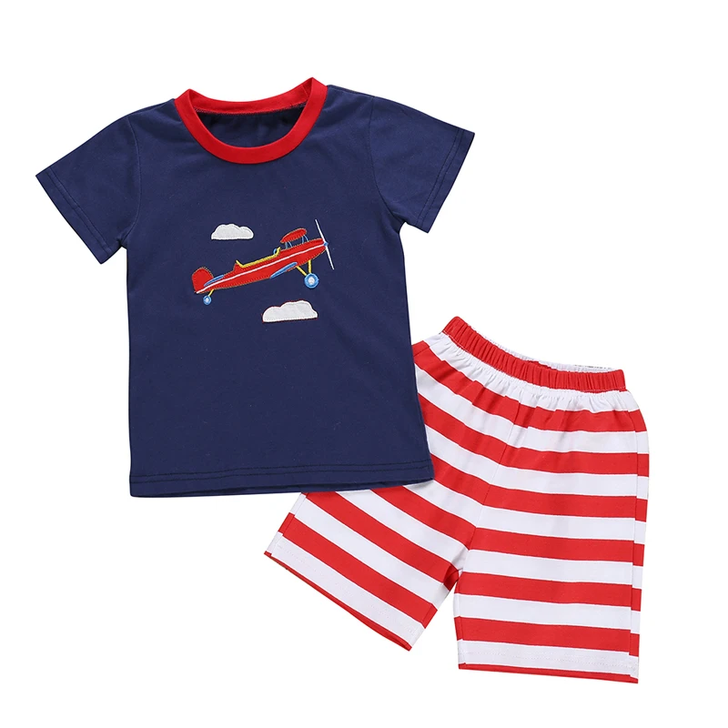 Летняя детская одежда для маленьких мальчиков футболка топы красные шорты в