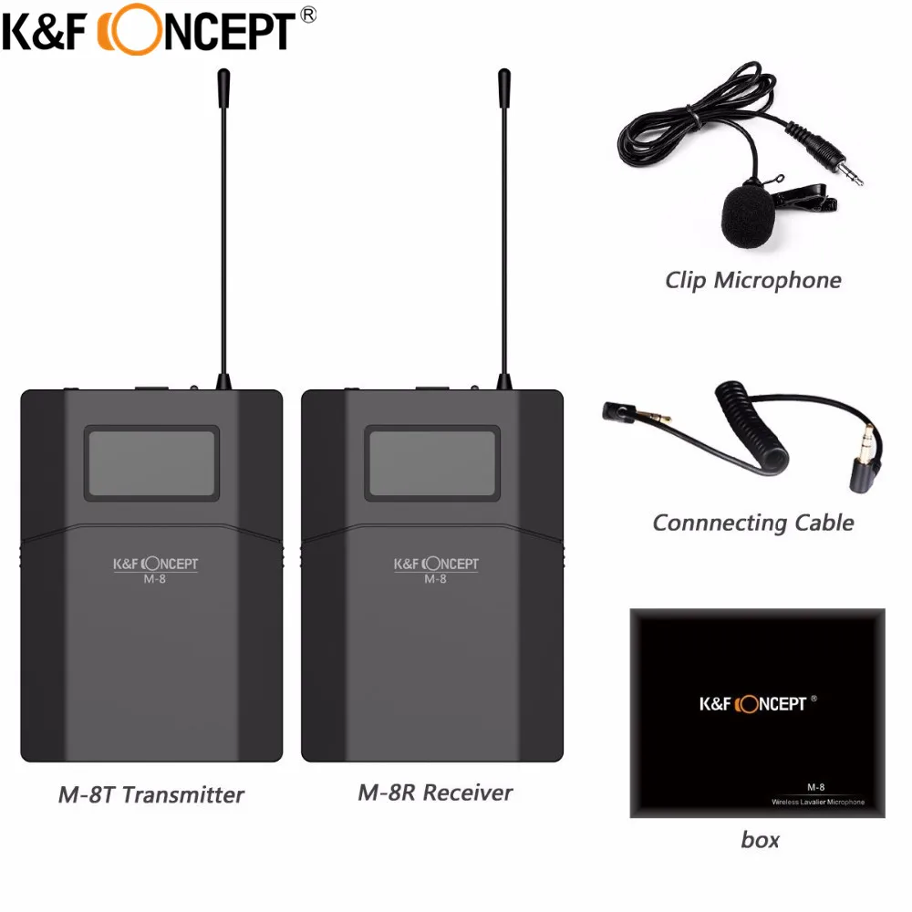K & F CONCEPT 70M микрофон для камеры беспроводной петличный приемник + передатчик