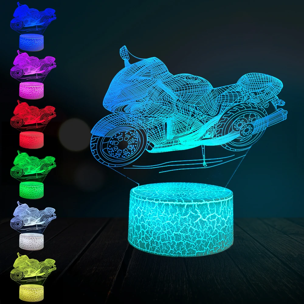 3D лампа тяжелый паровозик мотоцикл человек мальчик подарок светодиодный
