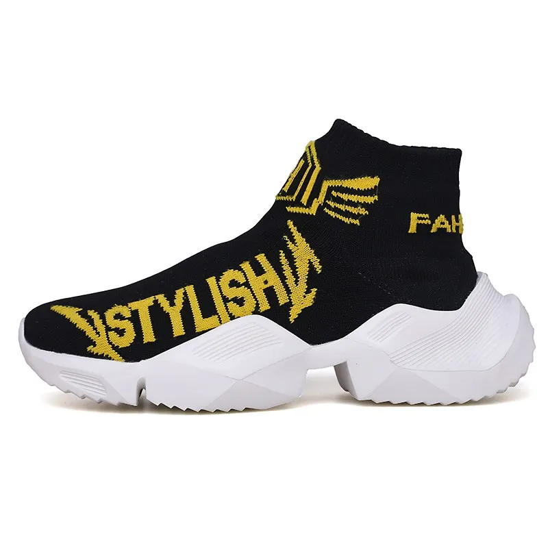 yellow black Спортивная обувь для бега, мужская повседневная обувь, мужские уличные кроссовки на плоской подошве, сетчатая дышащая прогулочная обувь, спортивные кроссовки - Цвет: yellow black