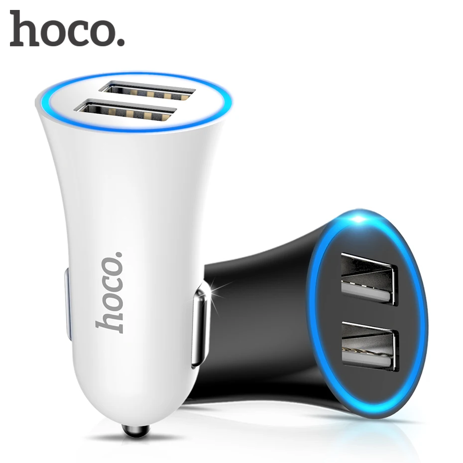 Автомобильное мини-зарядное устройство HOCO с двумя USB-портами для iphone X XS Max XR Samsung