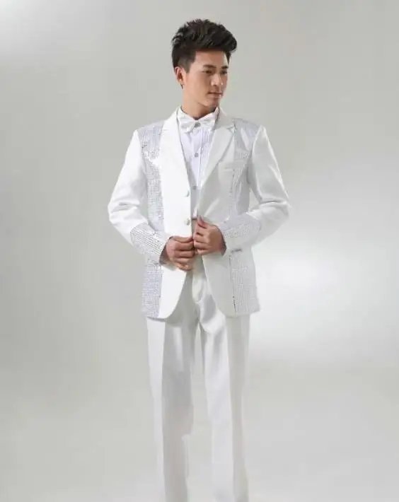 

Blazer men stage latest coat pant designs suit costume marriage homme terno masculino paillette wedding suits for men's singer