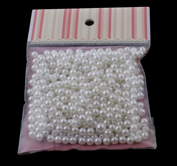 ABS пластиковые бусины с OPP мешком круглые имитация жемчуга белый 6x6 мм 100x170