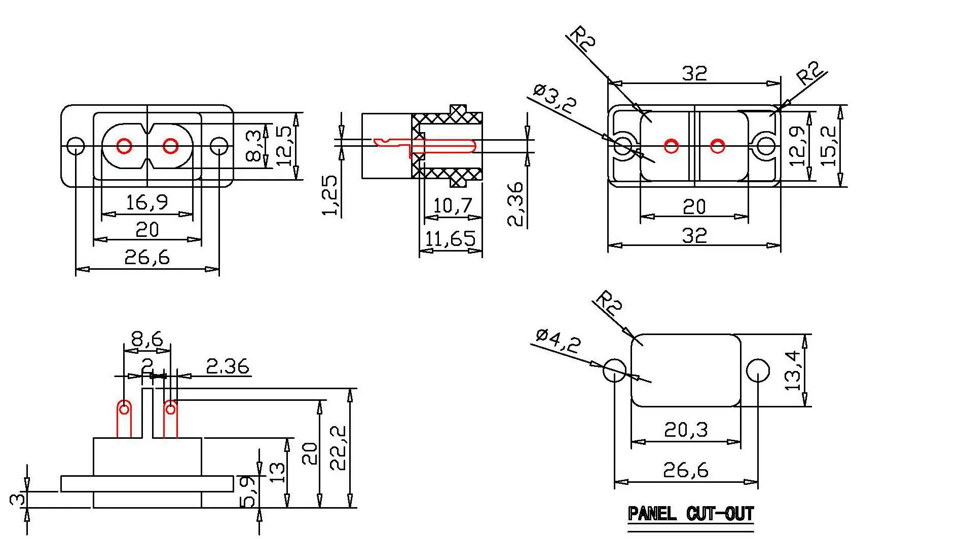 10 шт. черный 2 контакта IEC320 C8 AC разъем питания 250V 6A | Обустройство дома