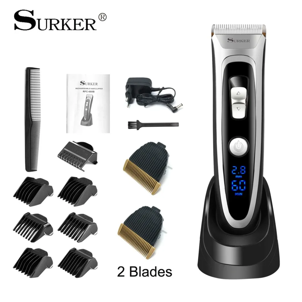Профессиональная перезаряжаемая машинка для стрижки волос SURKER беспроводной