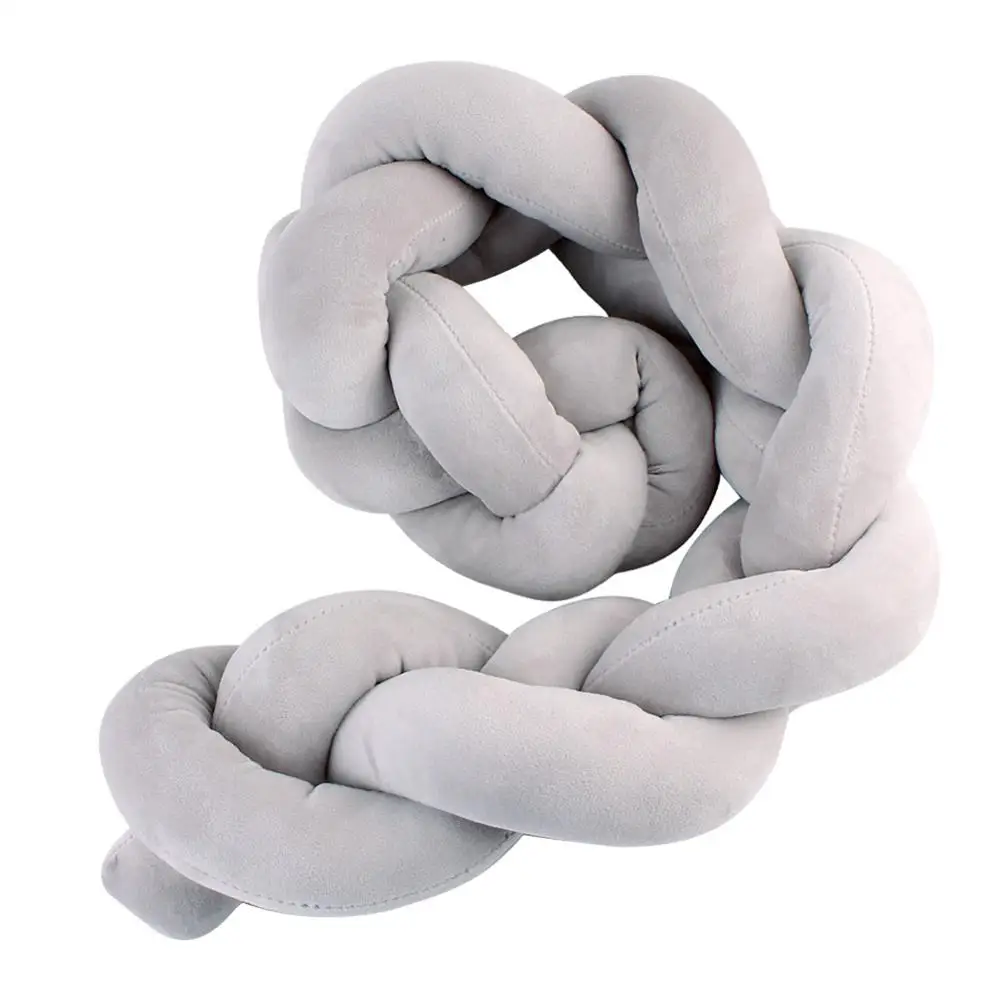 Grey 100 cm 100/200 см бампер для новорожденной кровати чистый цвет плетение узел бампер для детской комнаты декор защита для кроватки детские постельные принадлежности аксессуары - Цвет: Grey 100 cm