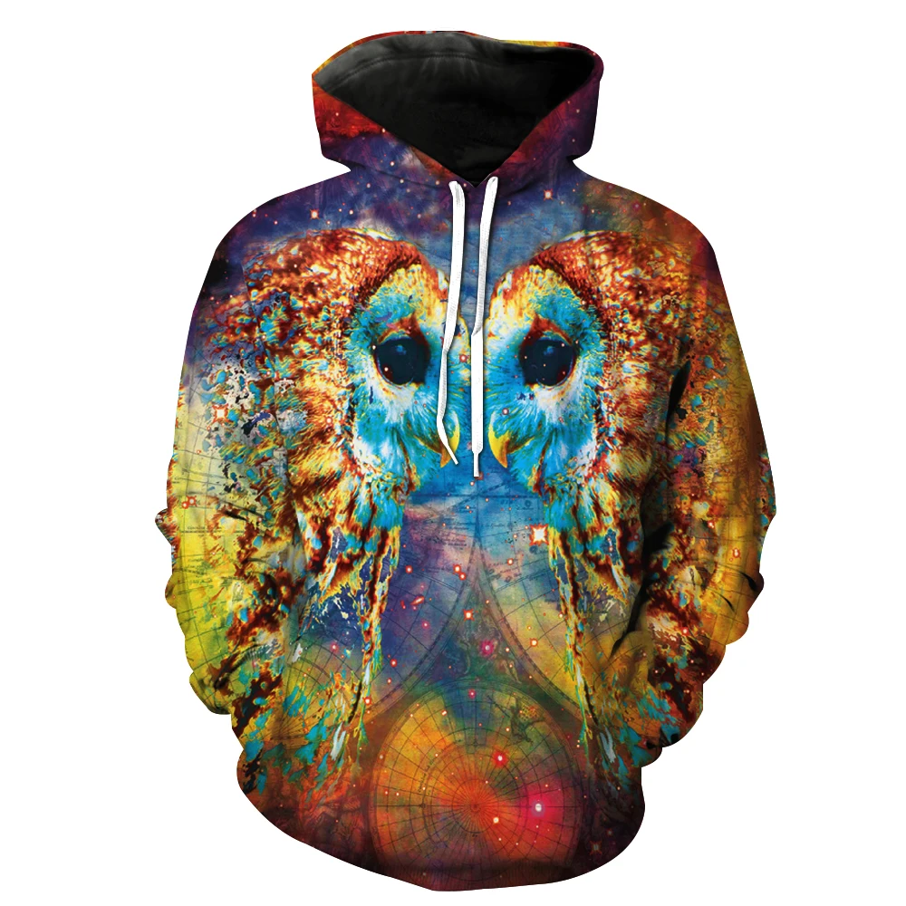 

2019 New Fashion Sweatshirt Men / Women 3d Hoodies Print Small owl animal pattern Slim Unisex Slim Stylish Hooded Hoodies