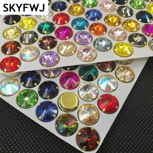 Круглые стразы кристалл риволи 6 8 10 12 14 16 18 мм насыщенные цвета для пришивания