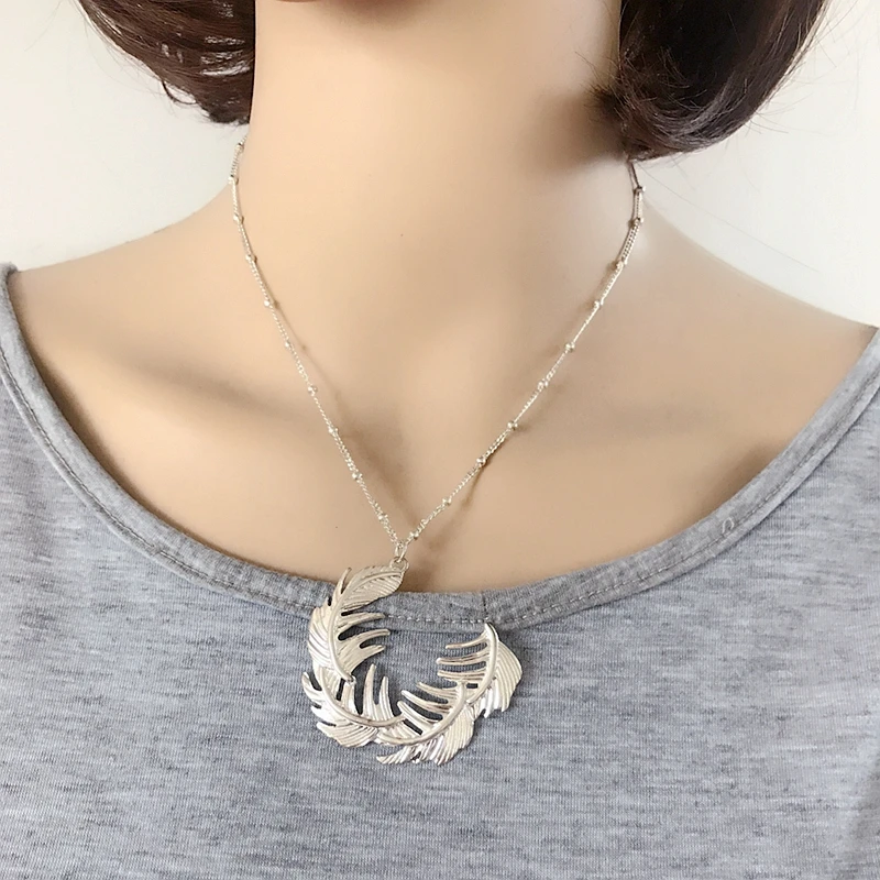 New Feather Pendant Charm Necklace Simple Jewelry Gifts | Украшения и аксессуары