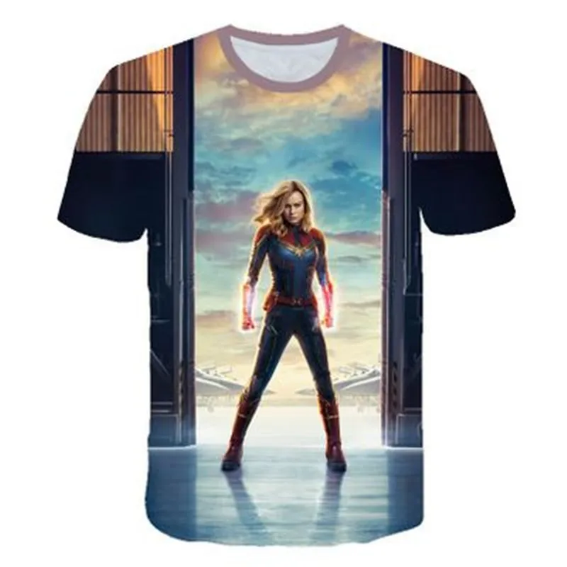 Новинка 2019 Мужская/женская футболка с 3D принтом капитана Марвел Carol Danvers