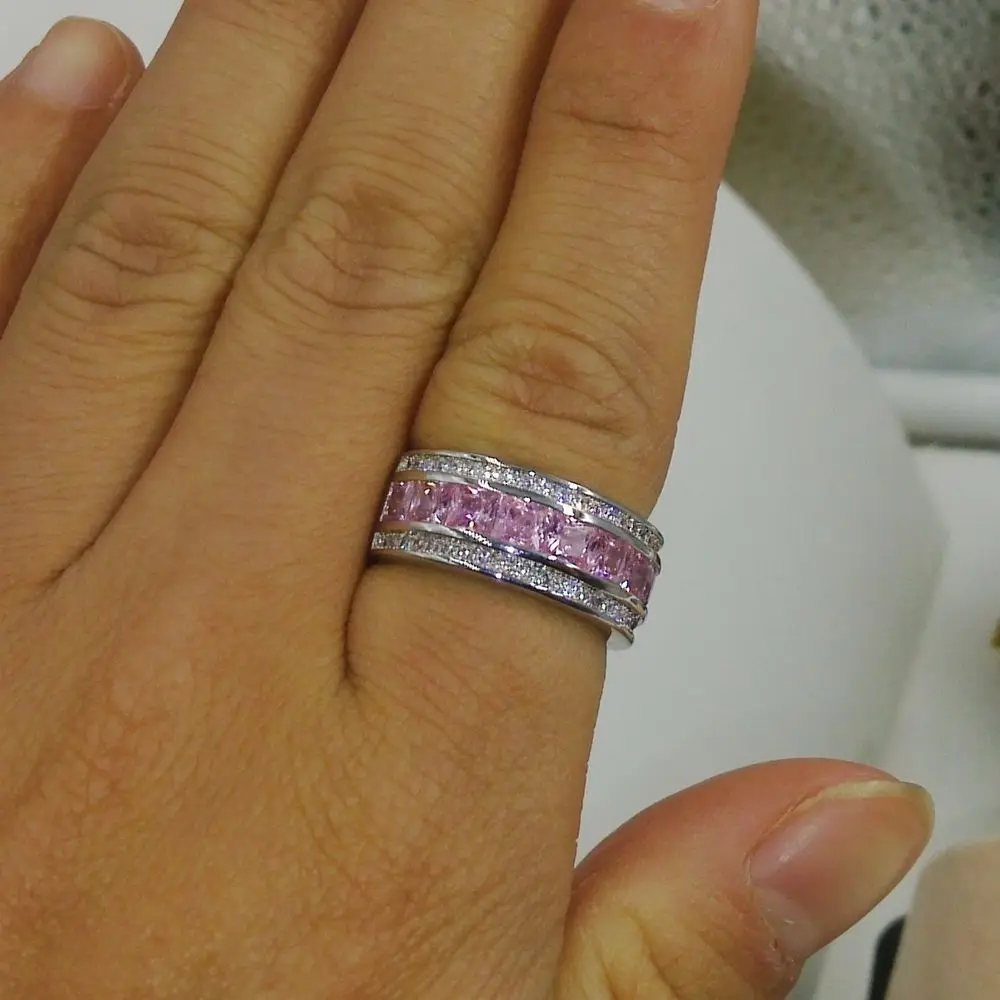 Женское винтажное обручальное кольцо с белым и золотым покрытием 10kt розового