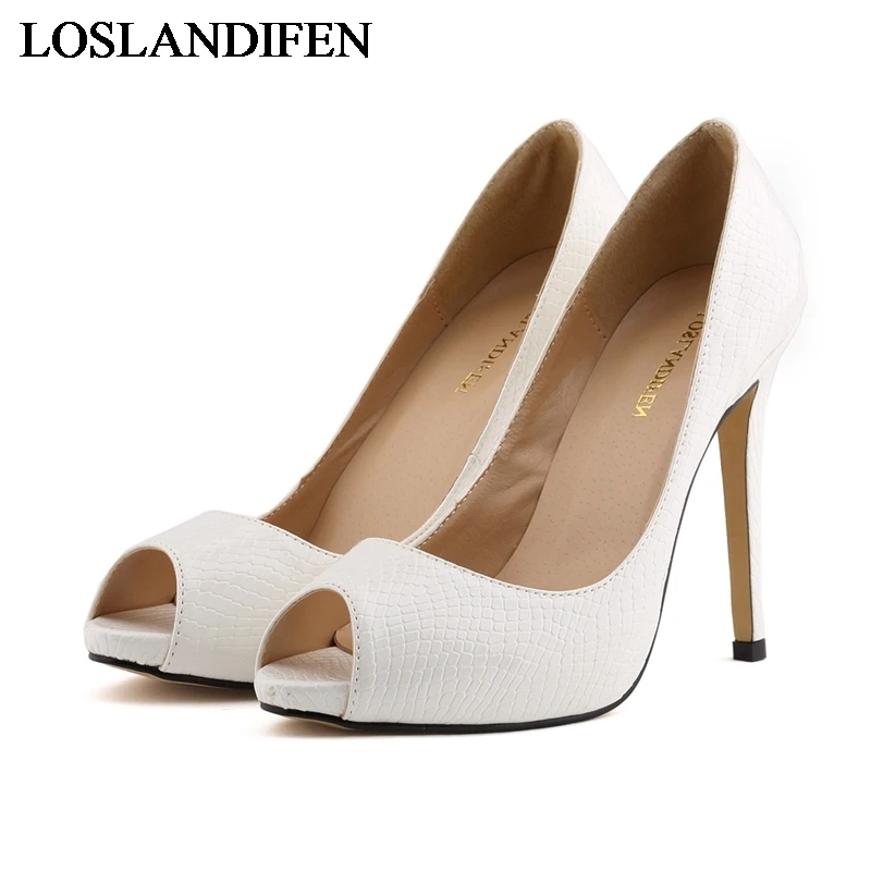 

11cm Thin Heels New Brand Design Women's Slip-on High Heel Pumps Shoes Peep Toe Ol Office Shoes Black Red NLK-A0077