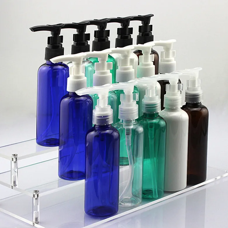 

50pcs 100ml Mini Plastic Transparent/brown/blue/green/white Small Empty Bottle For Make Up And Skin Care Refillable Bottle