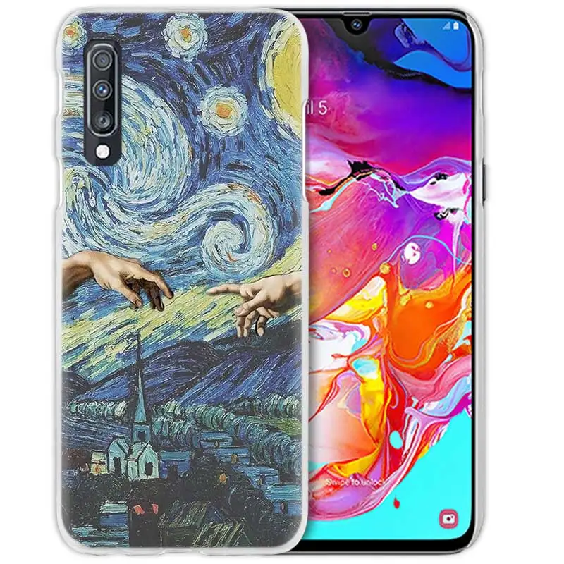 Ван Гог небо чехол для samsung Galaxy A50 A70 A80 A20e A60 A40 A30 A20 A10 A8 A6 плюс A9 A7 жесткий поликарбонатный люксовый чехол для телефона с бумажником и крышка
