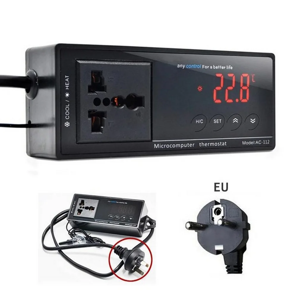EU Plug Интеллектуальный термостат с цифровым дисплеем, регулятор температуры для аквариума и теплицы, аксессуары для аквариума - Цвет: EU Plug