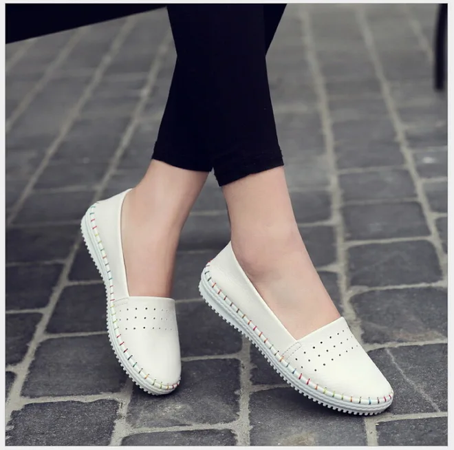 Spring Autumn Women Ballet Flats Casual Flat Shoes Soft Genuine Leather Shoes Ladies Slip On Brand Loafers Flats Shoes