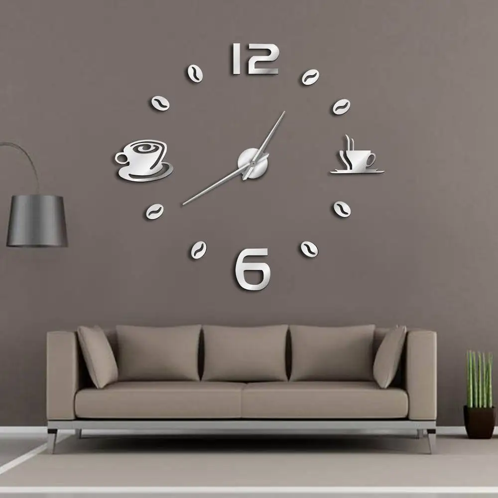 Cafe DIY Large Wall Clock Frameless Giant Wall Clock Modern 