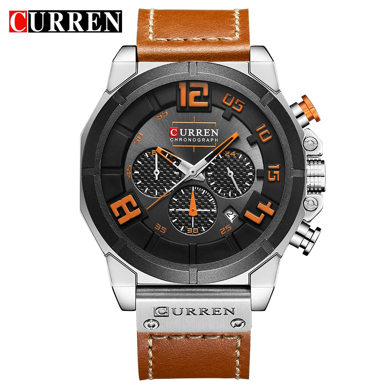 CURREN 8287 Топ бренд хронограф кварцевые часы для мужчин 24 часа дата мужские