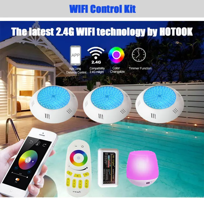 Подводный светильник hotake s Wi Fi светодиодный для бассейна RGB 2 4G комплект из смолы