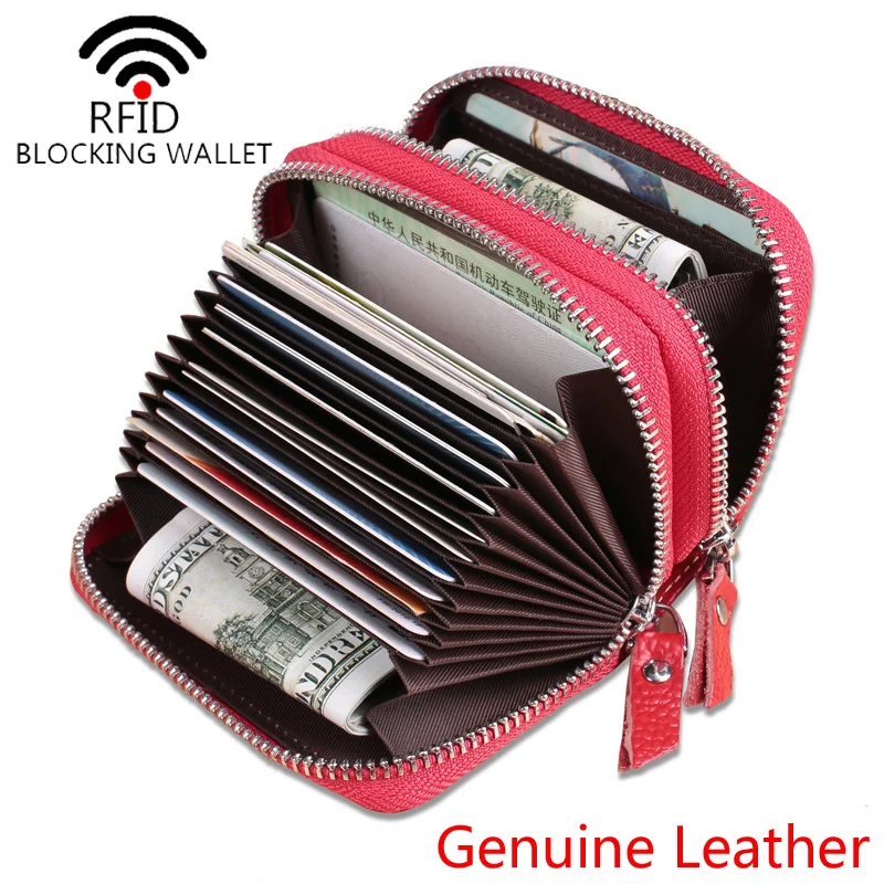 Женский кошелек из натуральной кожи с двойной молнией|credit card case|brand holdercard holder |
