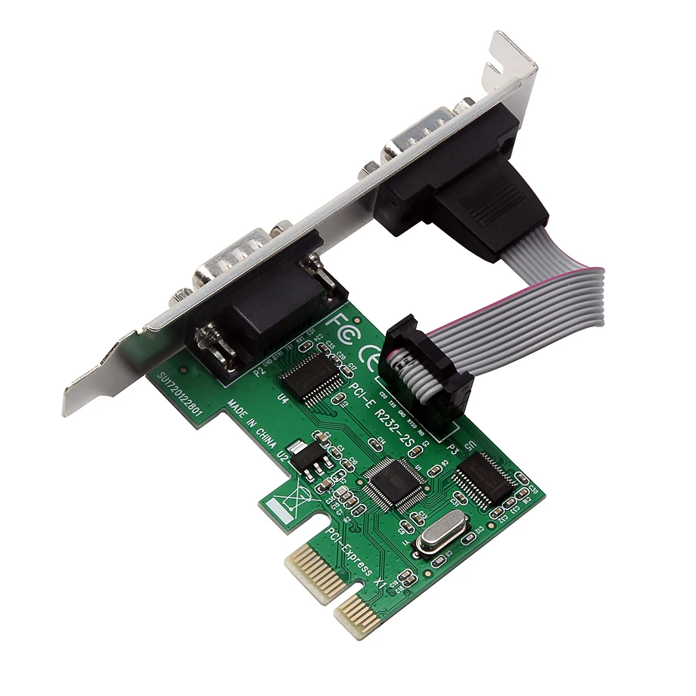 Два последовательных порта PCI-E к RS232 интерфейсу Плата расширения COM адаптер для
