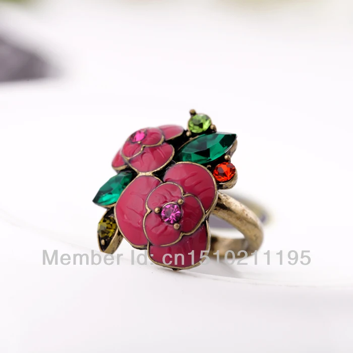 Женское кольцо с красными цветами|jewelry women rings|women ringsflower jewelry |