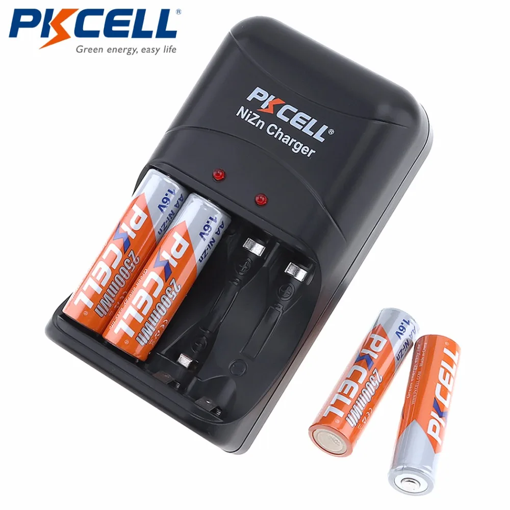 1 шт. PKCELL 8186 Ni Zn AA/AAA зарядное устройство + 4 шт/карта 6 в батареи AA 2500mWh