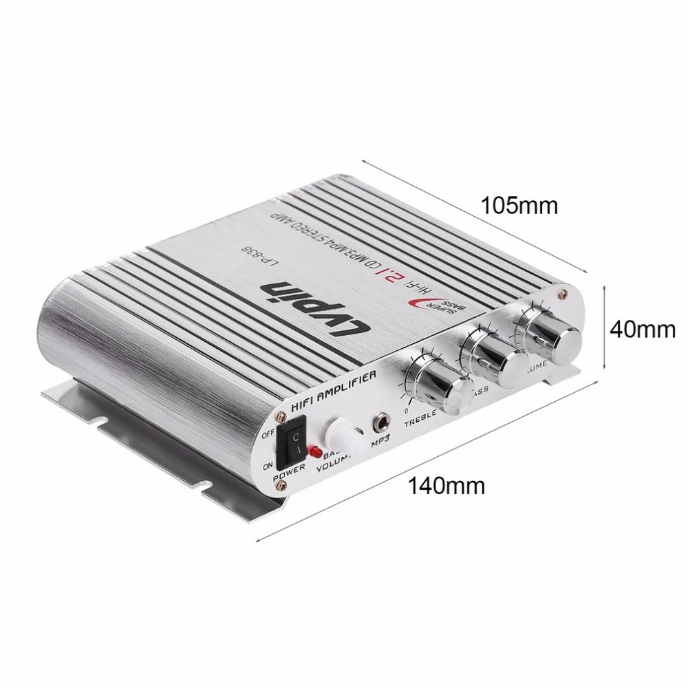 Мини HiFi серебряный 12 В 20 Вт CD MP3 радио авто мотор лодка Домашнее аудио стерео бас
