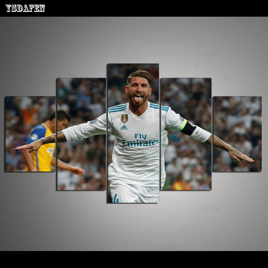 Прямая поставка HD 5 Панель Холст Искусство богатый и Messi картина с пантерой горный