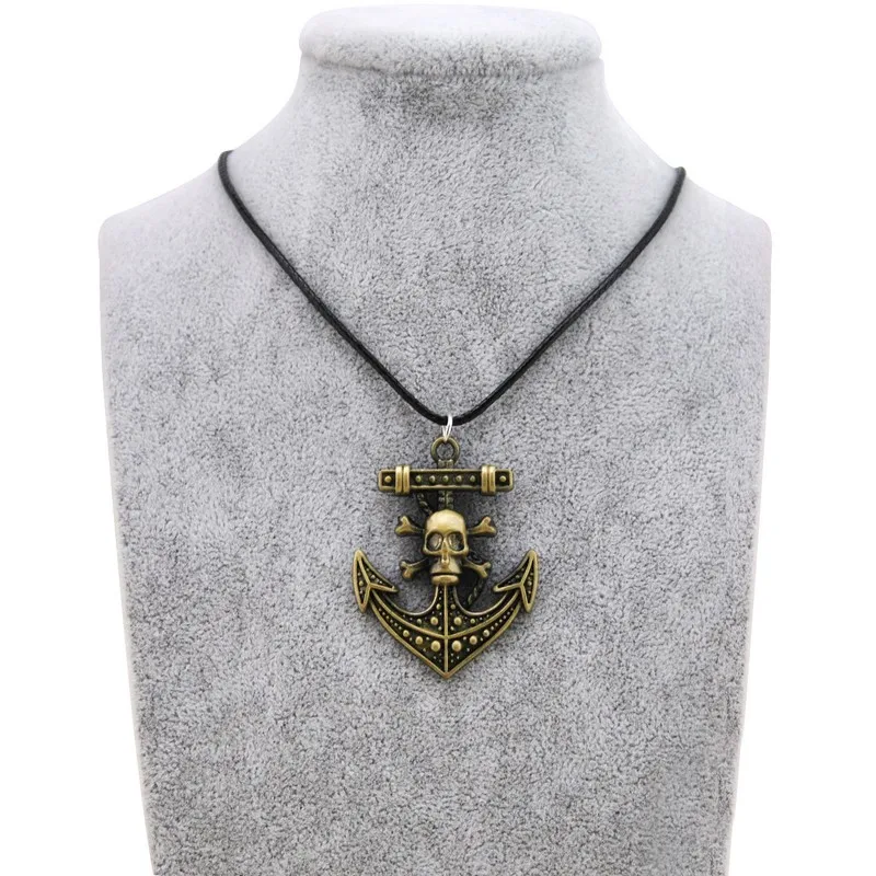 

Brand New Vintage Anchor Necklaces Pendants for Women Collier Femme Retro Gold Skull Anchor Choker Necklaces Men Jewelry Gift