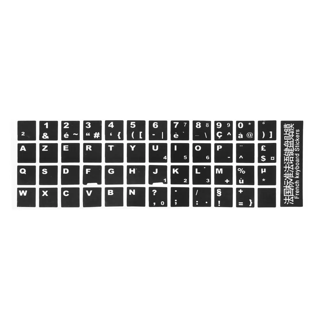 5 * белые буквы французский Azerty Клавиатура Наклейка Обложка Черный для